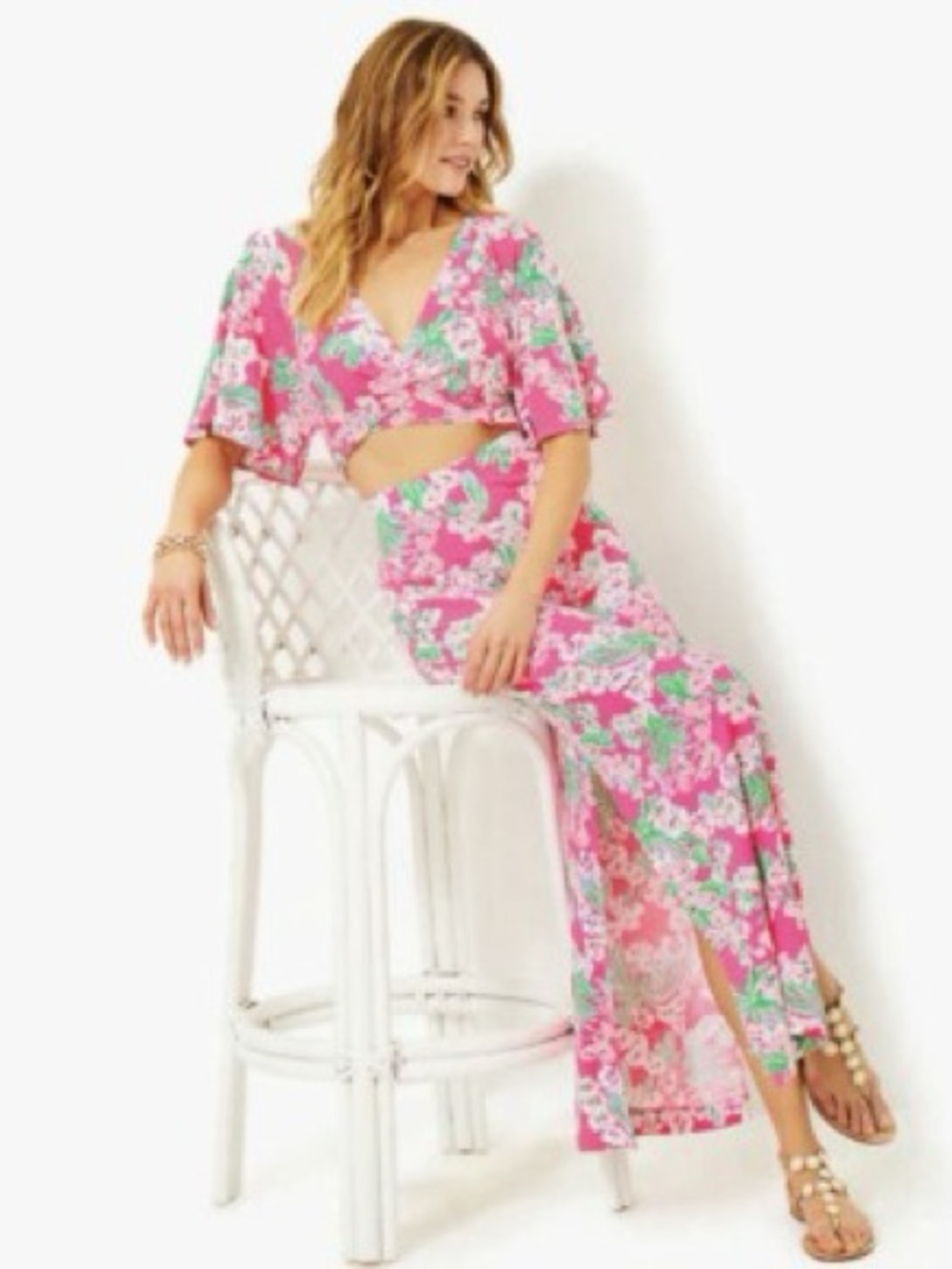 Lilly Pulitzer Minka Roxie Pink Worth a Look Maxi Set XXS